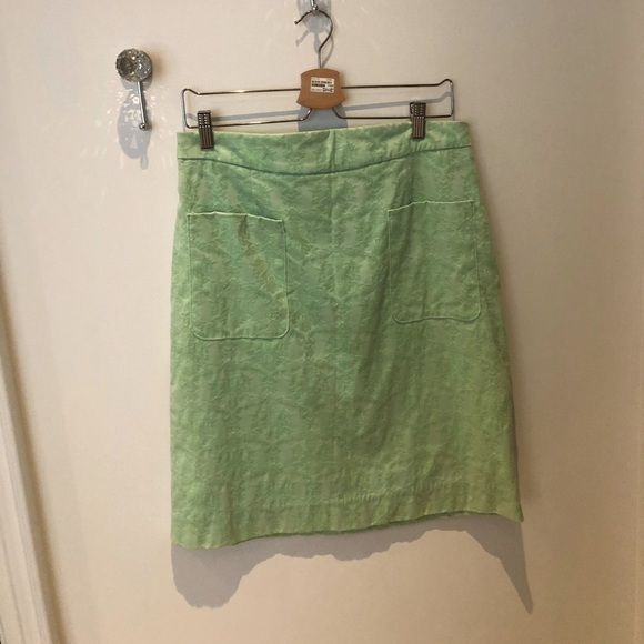 Anthropologie Mint Green Damask Pencil Skirt - Picture 1 of 1